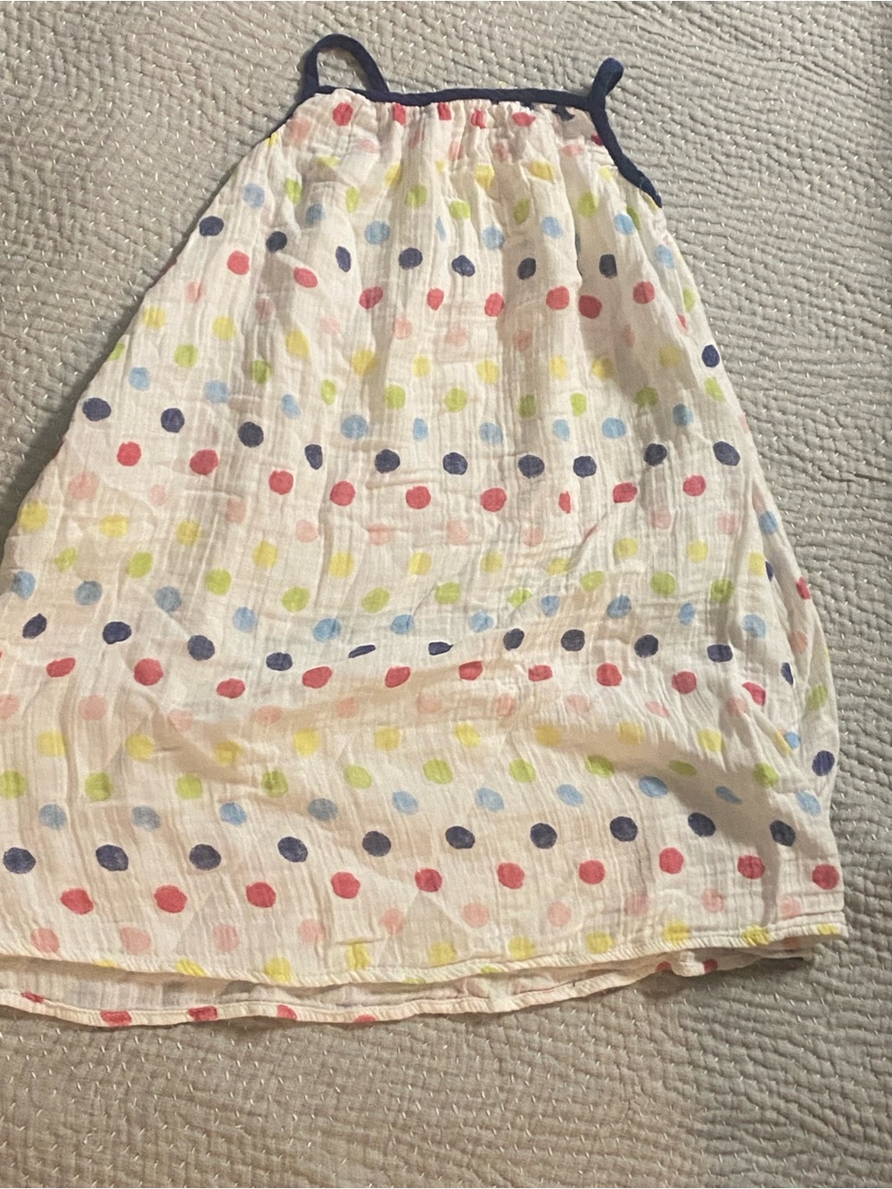 Primary Kids Gauze Rainbow Watercolor Polka Dot Beach Dress.
